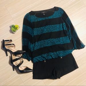 Alfani Striped top leopard print & bell sleeves